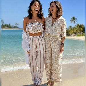 Bundle - Boho Festival Ruffle + Tropical Coastal Set -  Resort Wear Y2K - Size S